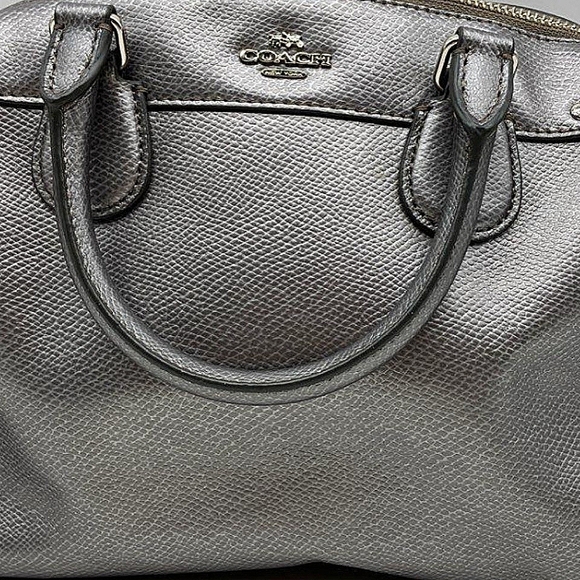 Coach Mini Bennett Metallic Cross Grain Leather Zip Shoulder Bag Satchel $295 - Picture 6 of 9